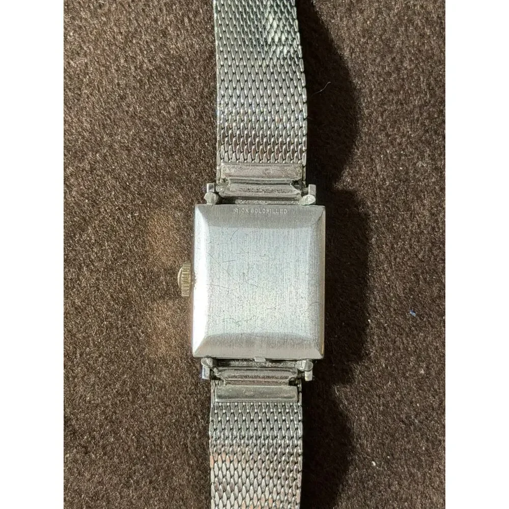 Longines Women’s Manual Wind Watch Square Black Dial Mesh Bracelet Cal 460